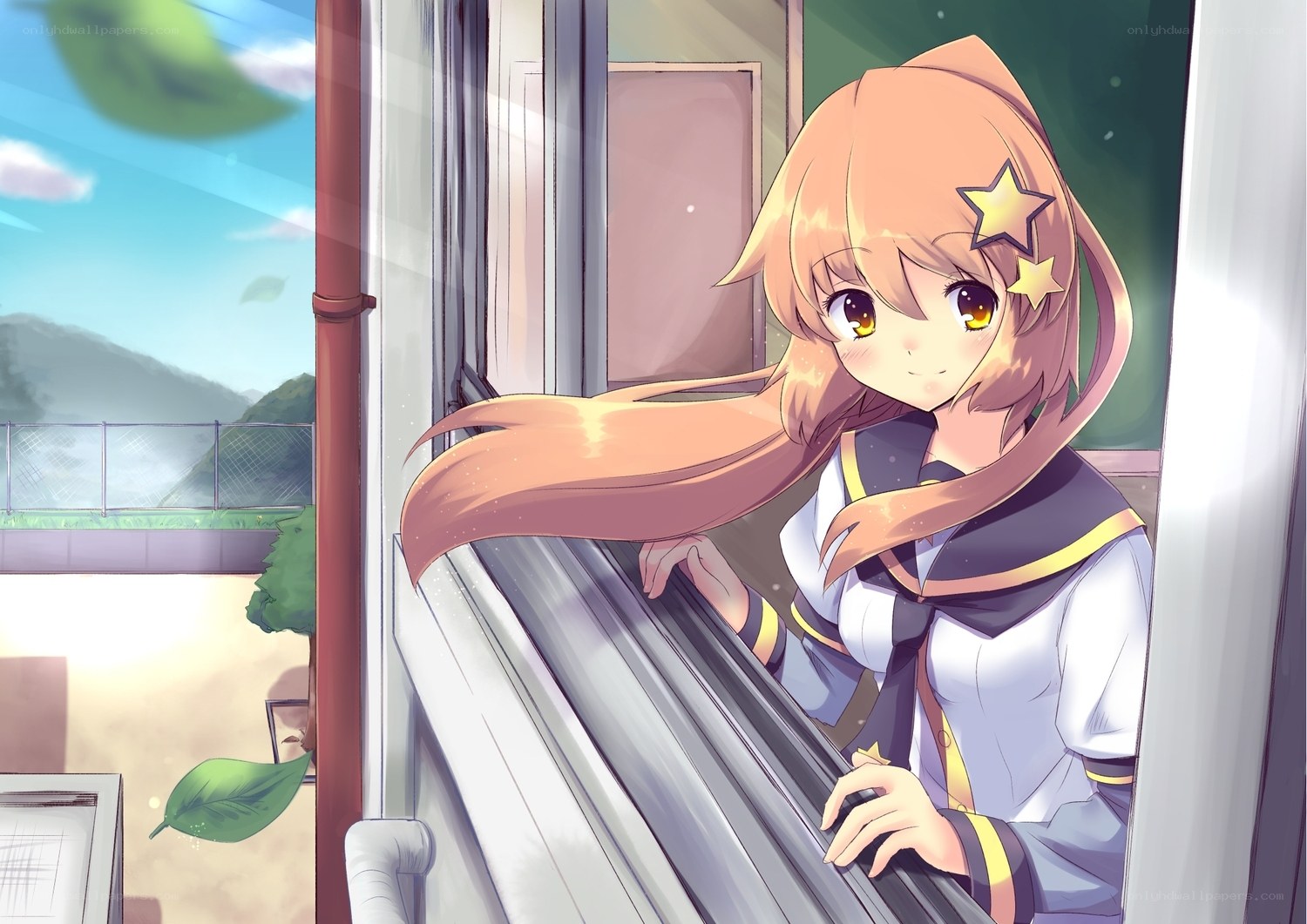 anime girl at window
