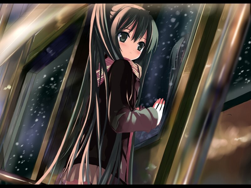 Anime Girl at Window — Black