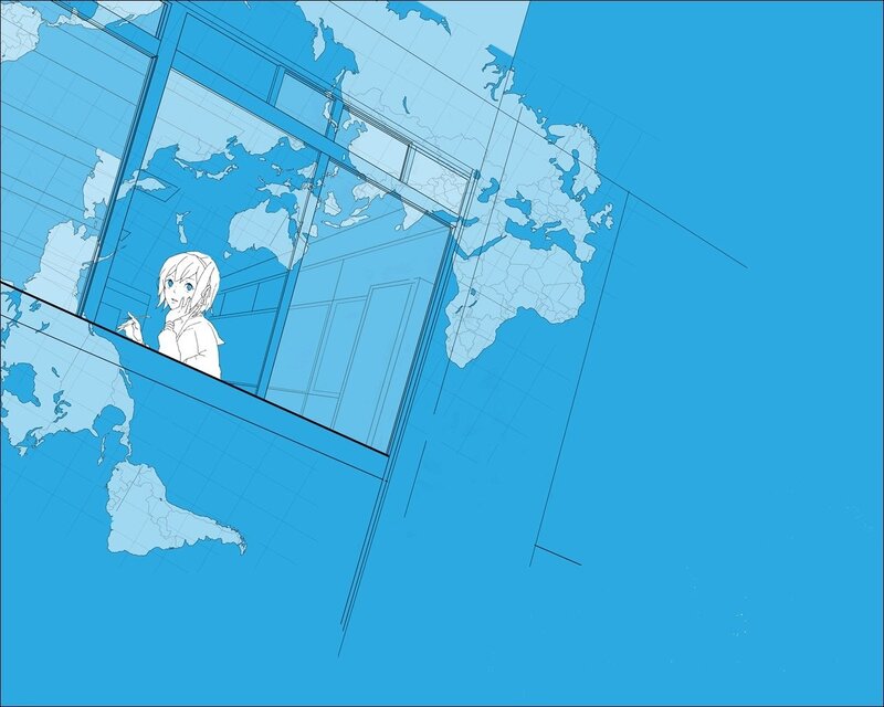Anime Girl at Window — Blue, Calm, Digital Art