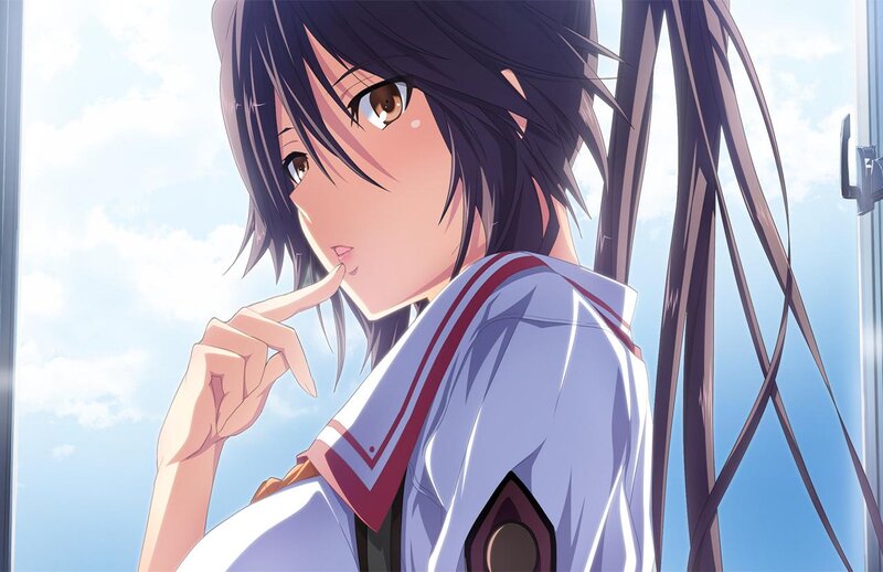 Anime Girl at Window — Blue, Calm