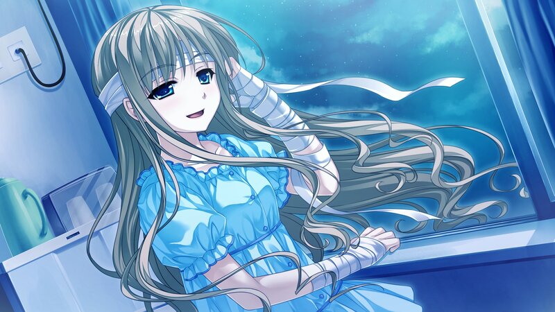 Anime Girl at Window — Blue, Serene