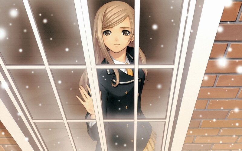 Anime Girl at Window — Brown, Calm, Winter