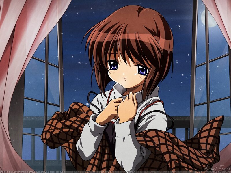 Anime Girl at Window — Brown, Melancholic, Night