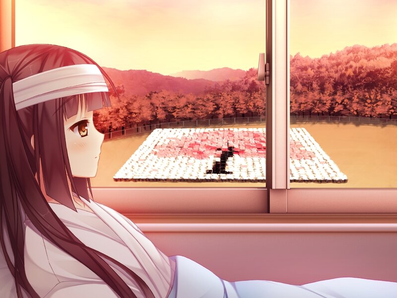 Anime Girl at Window — Pink, Serene, Sunset