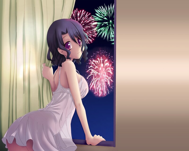 Anime Girl at Window — Purple, Calm, Night
