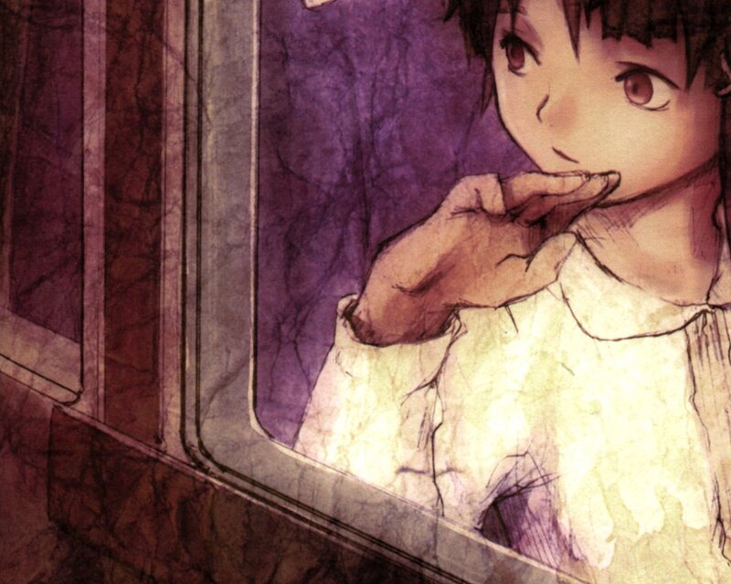 Anime Girl at Window — Purple, Contemplative