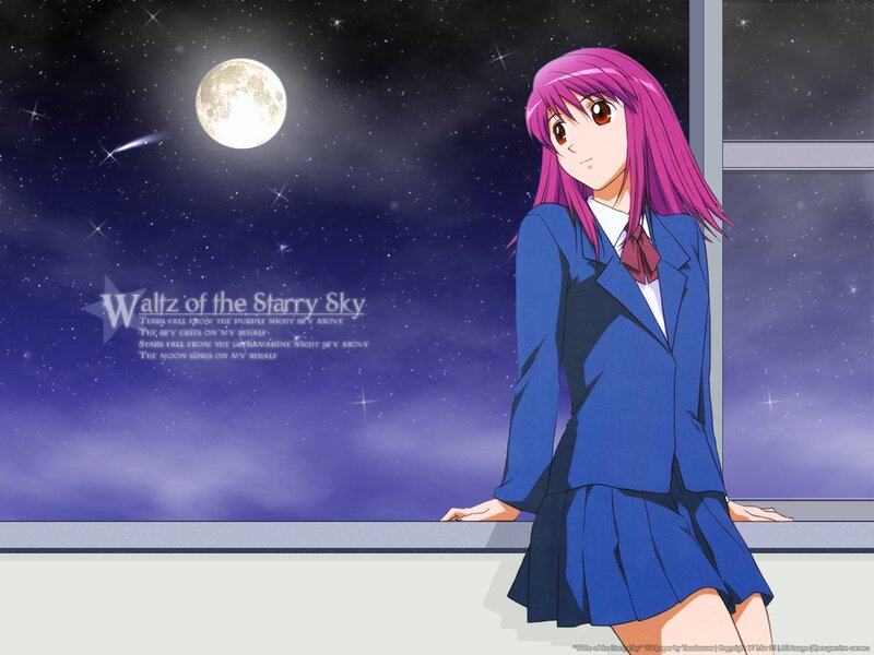 Anime Girl at Window — Purple, Serene