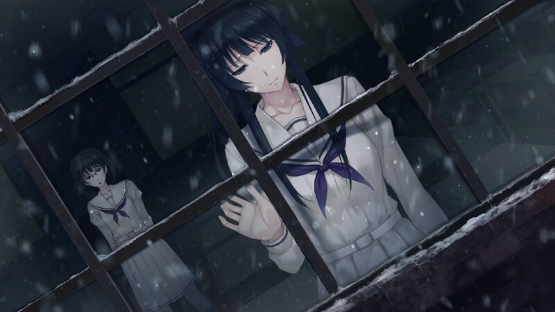 Anime Girl at Window — White, Melancholic