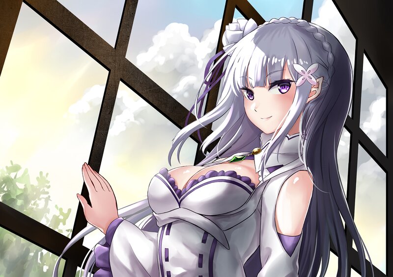 Anime Girl at Window — White, Serene, Afternoon