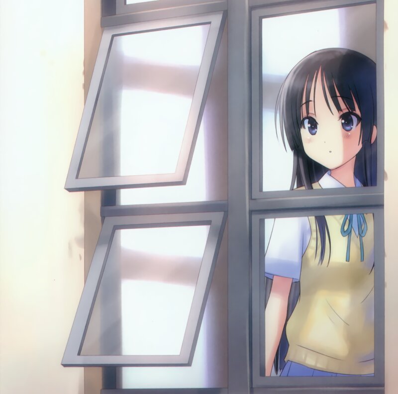 Anime Girl at Window — Yellow, Calm