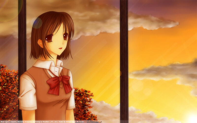 Anime Girl at Window — Yellow