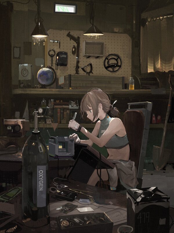 Anime Girl at Workbench