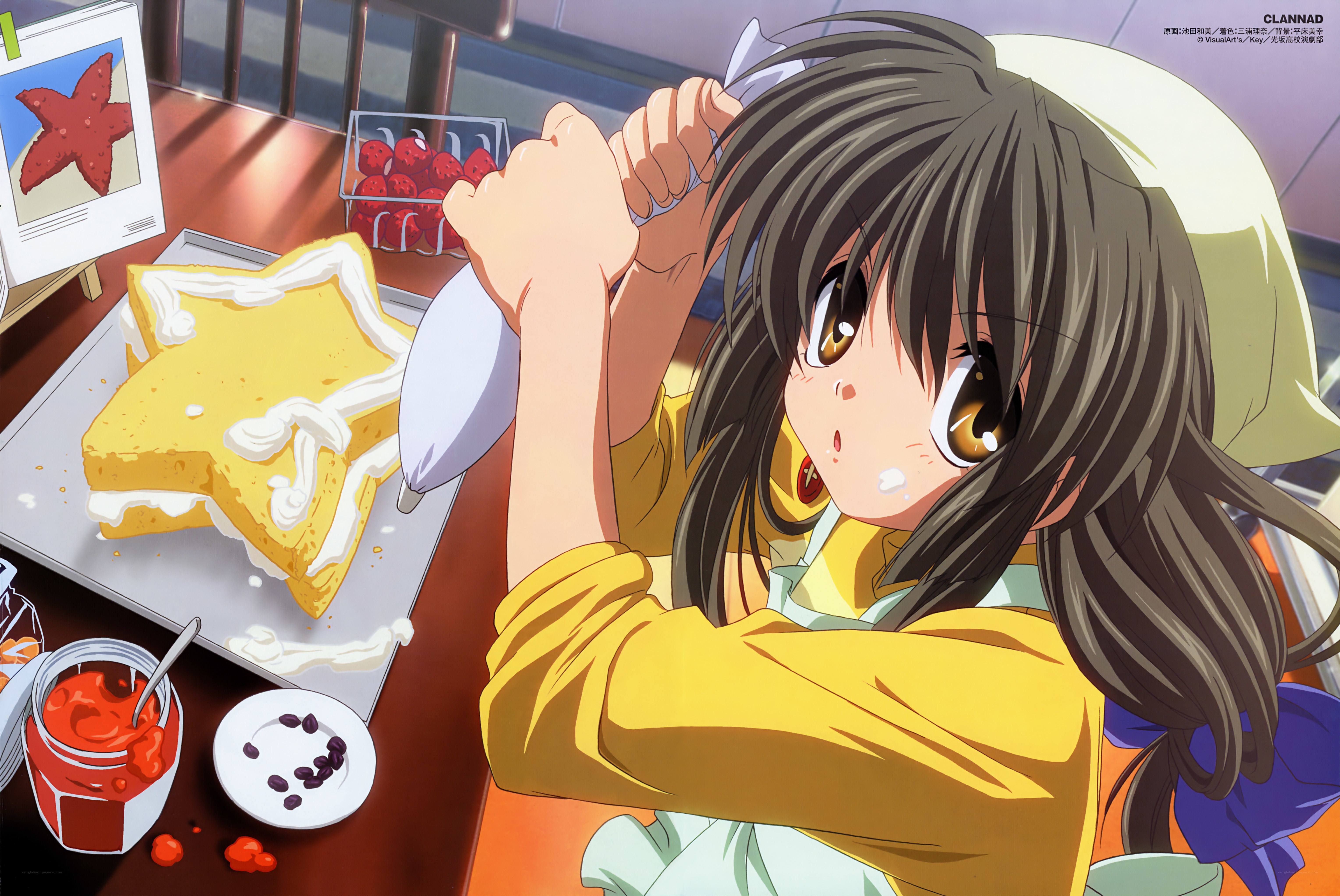 Anime girl baking a cake