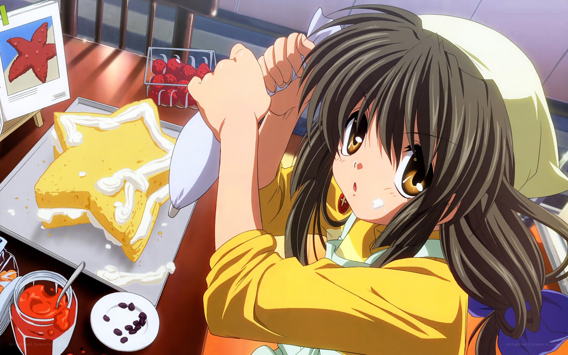 anime girl baking cake
