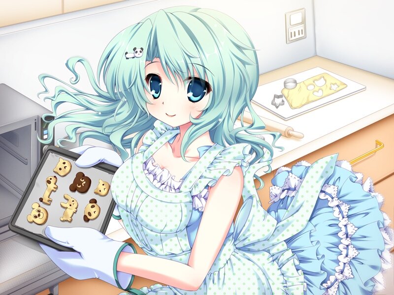 Anime Girl Baking Cookies — Blue