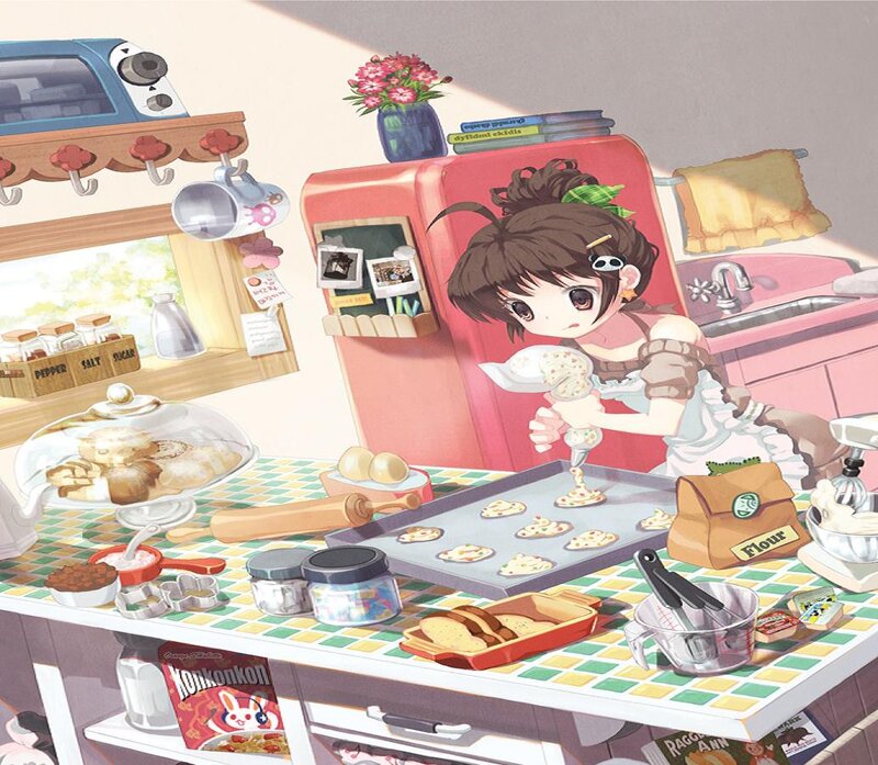 Anime Girl Baking Cookies — Pink