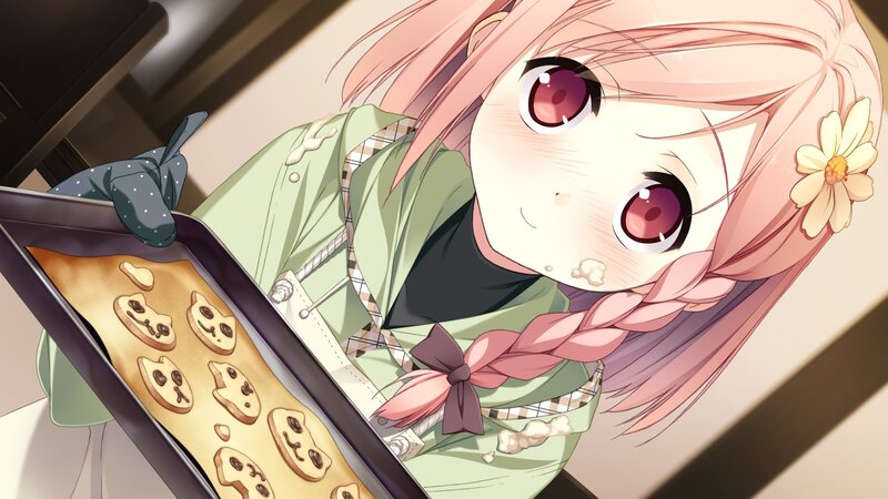 anime girl baking cookies
