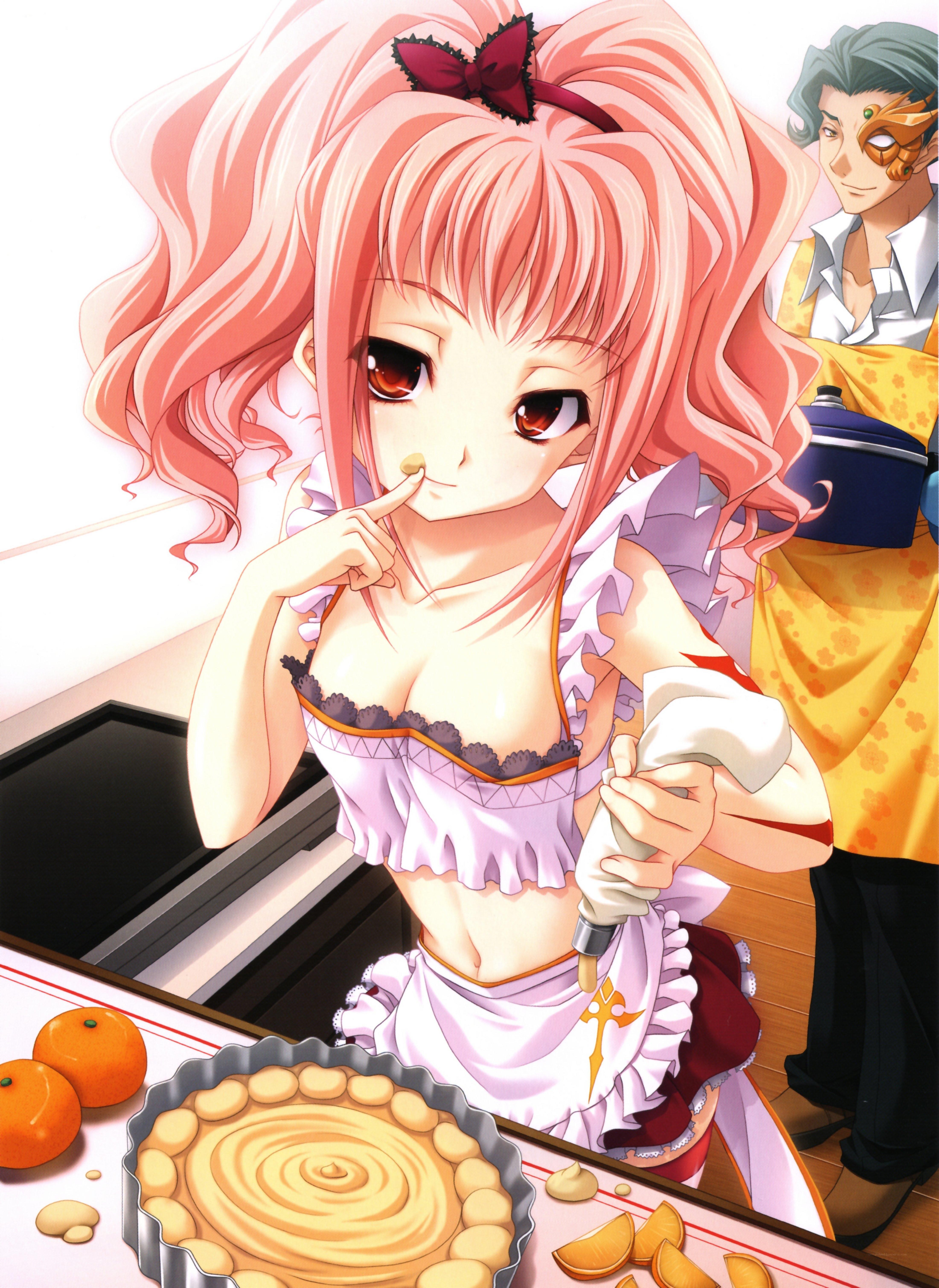 Anime girl baking pie