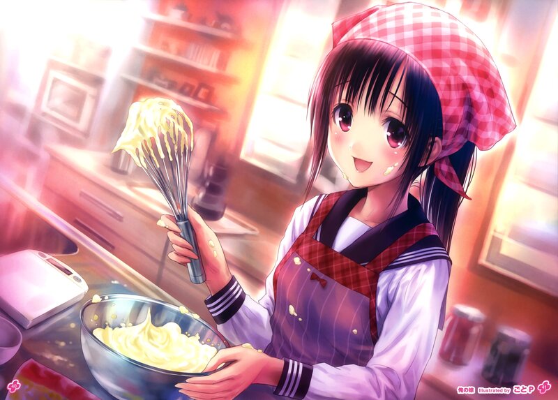Anime Girl Baking — Pink, Cheerful