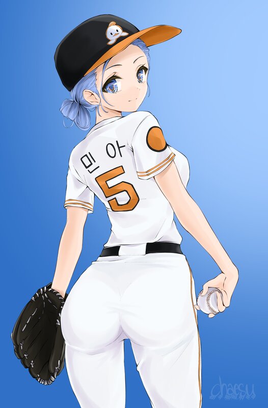 Anime Girl Baseball Player — Blue