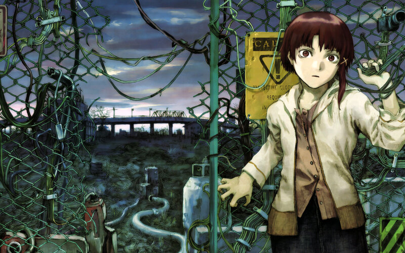 Anime girl behind a fence