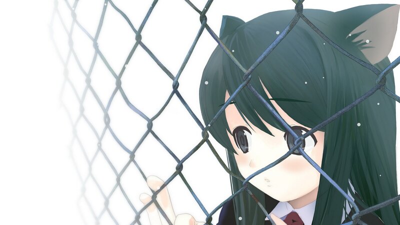 anime girl behind a fence