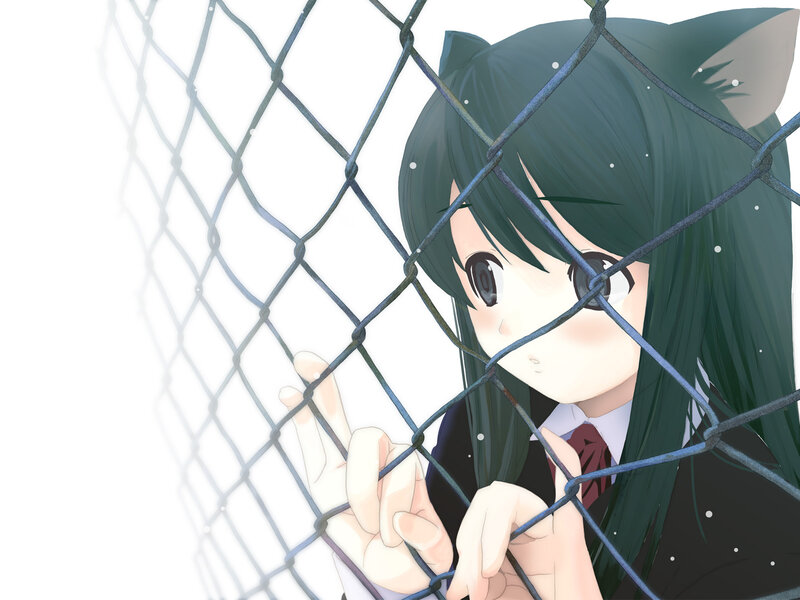 anime girl behind fence