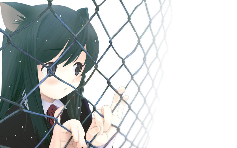 anime girl behind fence