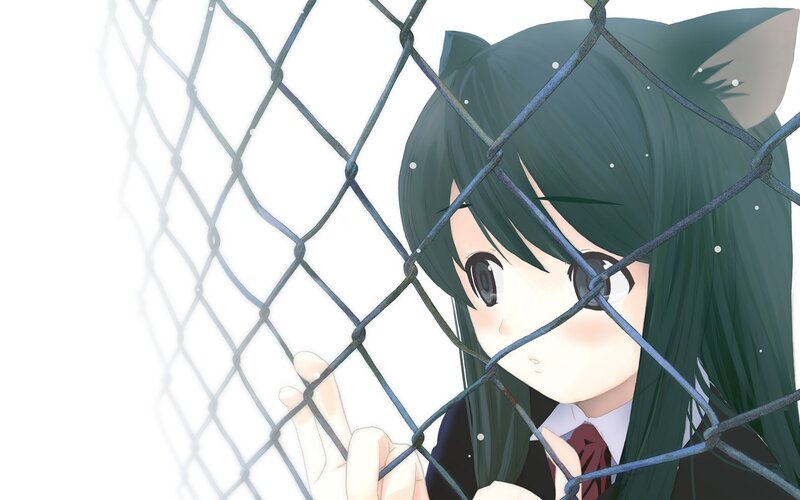 anime girl behind fence