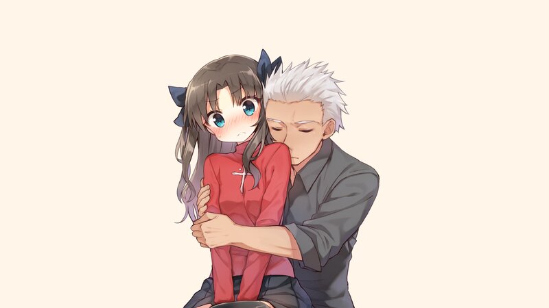 Anime Girl Being Hugged — Red