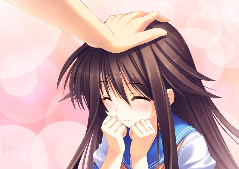 Anime girl being petted