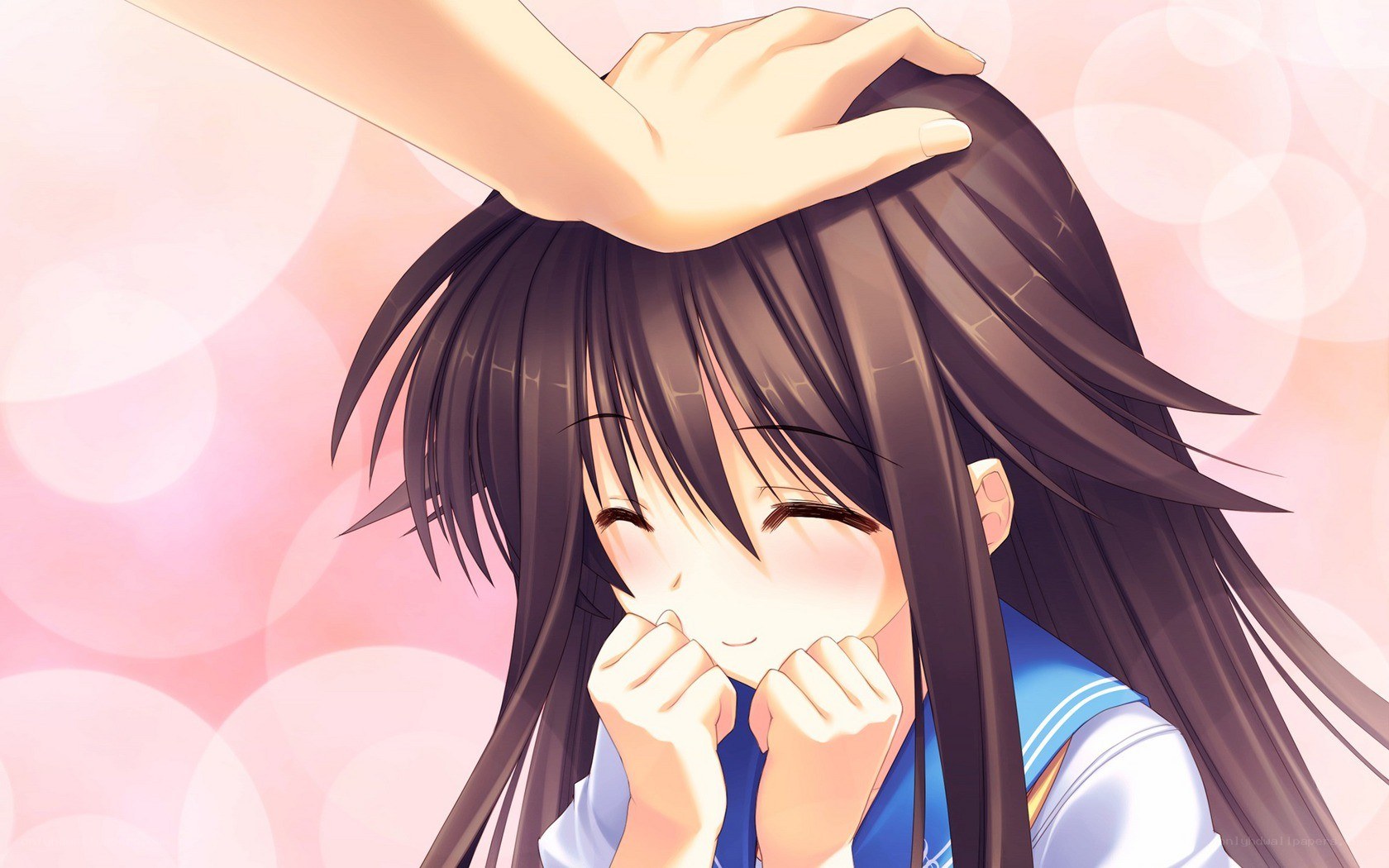 anime girl being petted