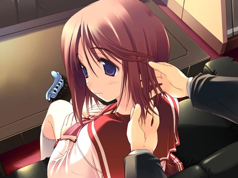 Anime Girl Being Touched — Red