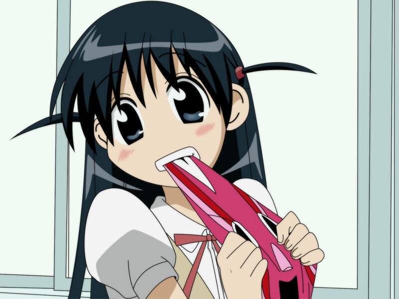 Anime Girl Biting Object