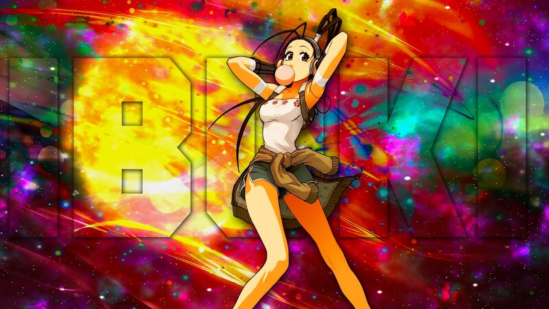 Anime Girl Blowing Bubble — Yellow, Energetic