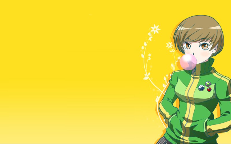 Anime Girl Blowing Bubble — Yellow, Playful