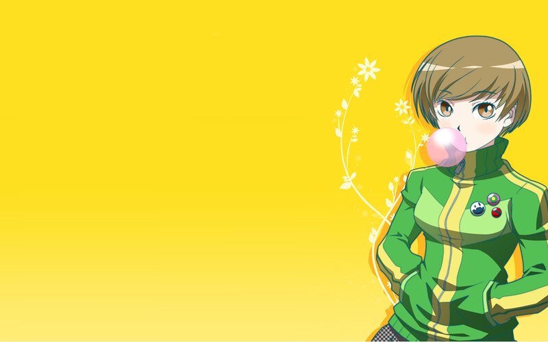 Anime Girl Blowing Bubble — Yellow