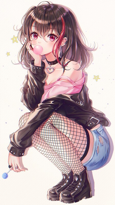 Anime Girl Blowing Bubblegum — Pink