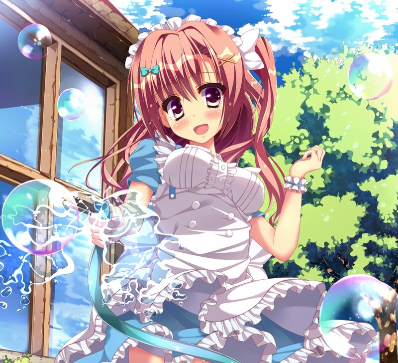 Anime Girl Blowing Bubbles — Pink