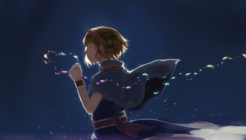 Anime Girl Blowing Dandelion — Blue