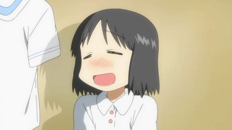 anime girl blushing happily