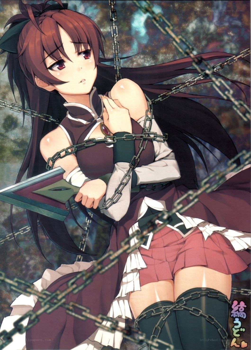 Anime girl bound by chains