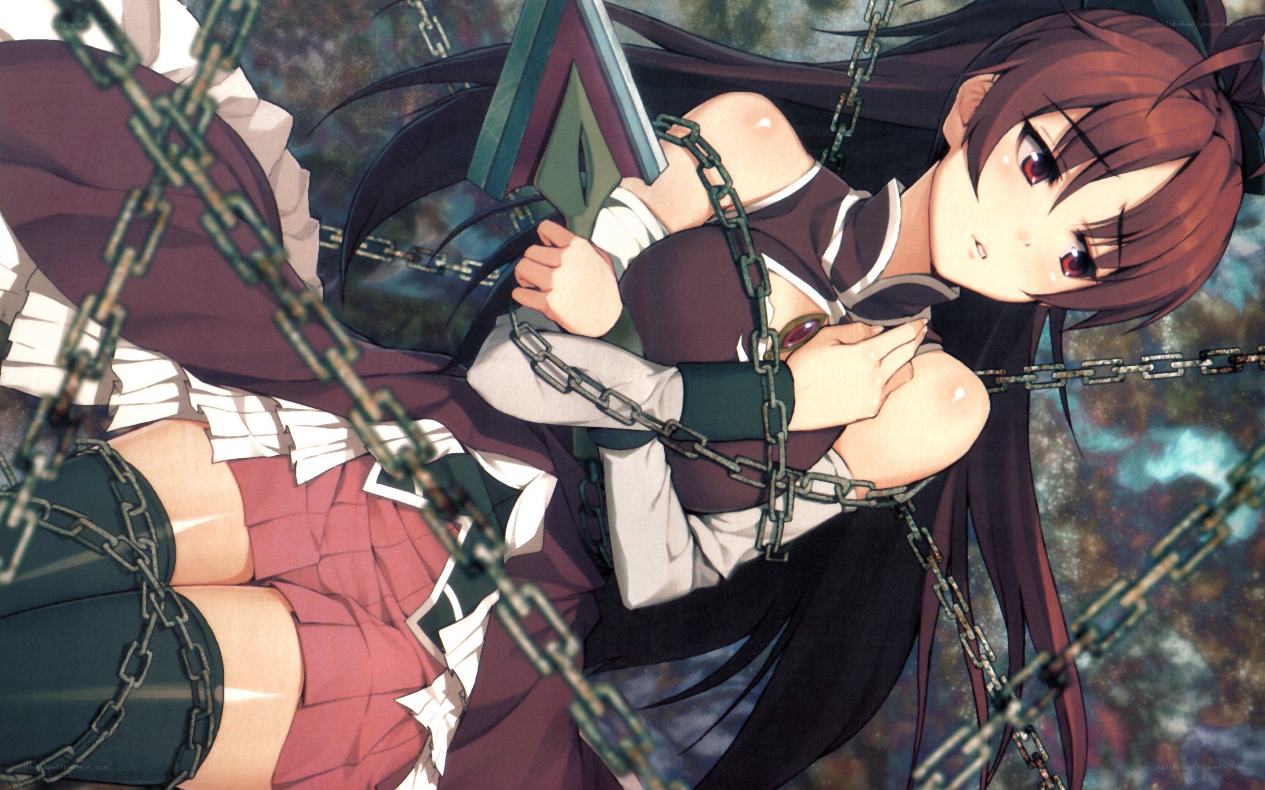 Anime girl bound by chains