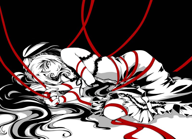 Anime Girl Bound by Ropes — Black