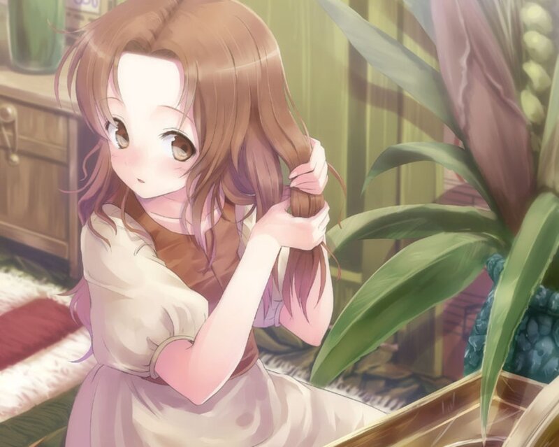 Anime Girl Braiding Hair