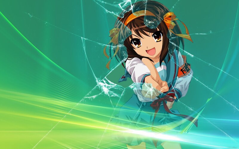 anime girl breaking glass