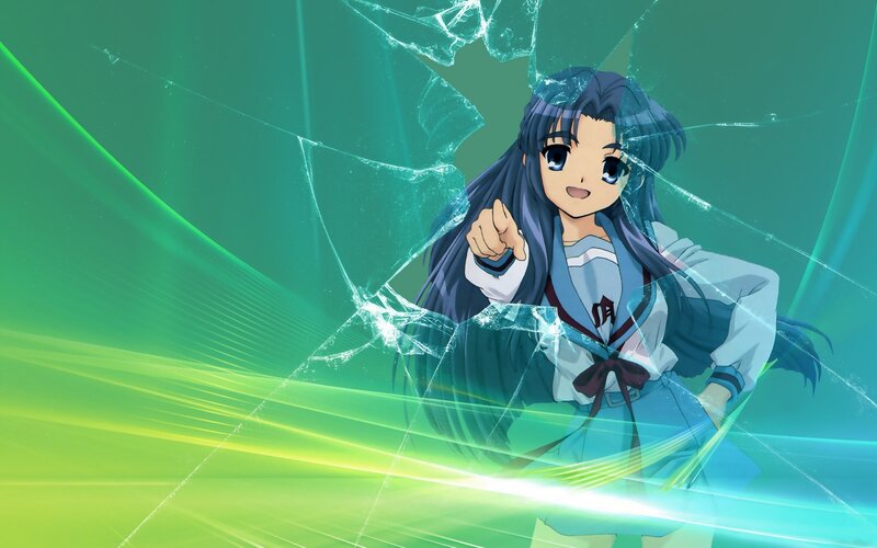 anime girl breaking glass