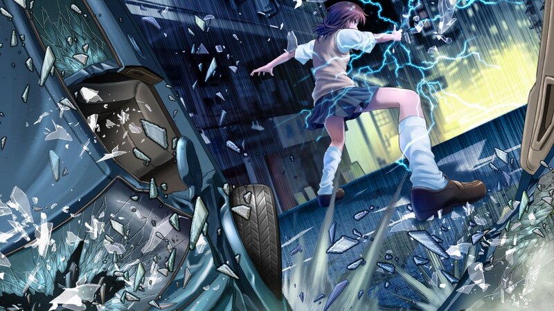 Anime Girl Breaking Glass — Blue, Dramatic