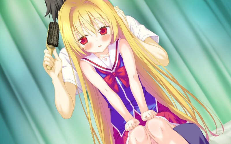Anime girl brushing hair