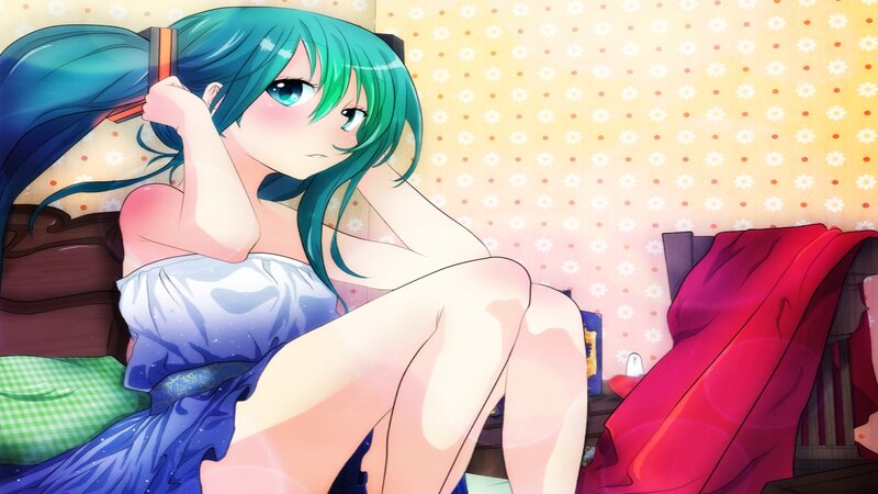 Anime Girl Brushing Hair — Blue